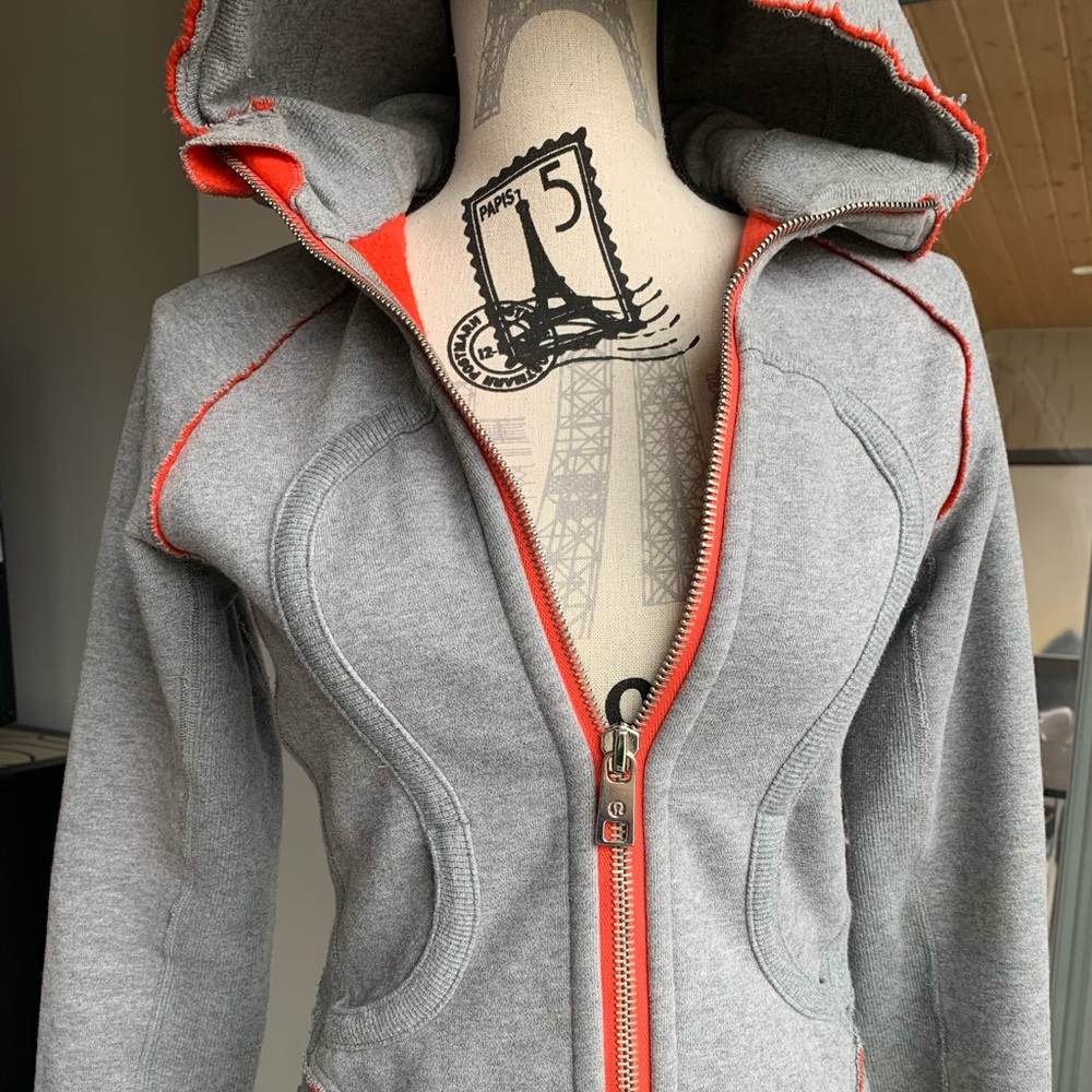 Lululemon jacket hoodie grey orange size 4